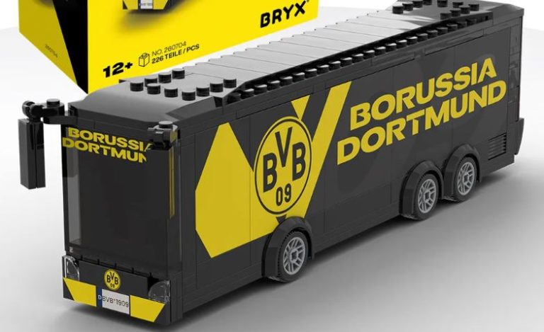 BRYX bringt Maskottchen Emma und den BVB-Mannschaftsbus als Klemmbausteinsets